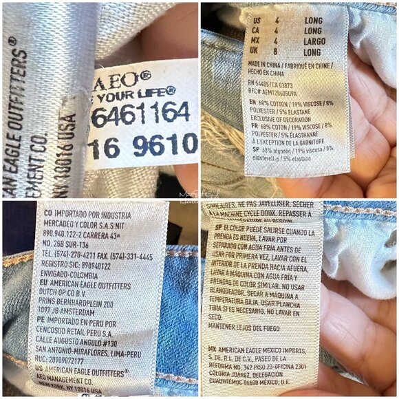 American Eagle 360 Degree Stretch Light Wash Distressed Skinny Jeans Size 4 - Picture 6 of 7